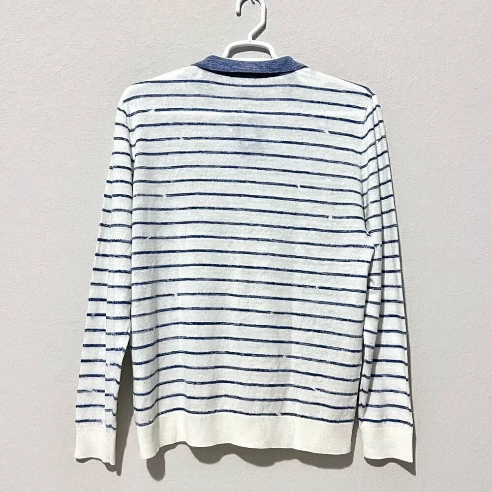 NWT Peter Millar Triste Linen Silk Wool Collar Sweater XL  Preppy Golf
